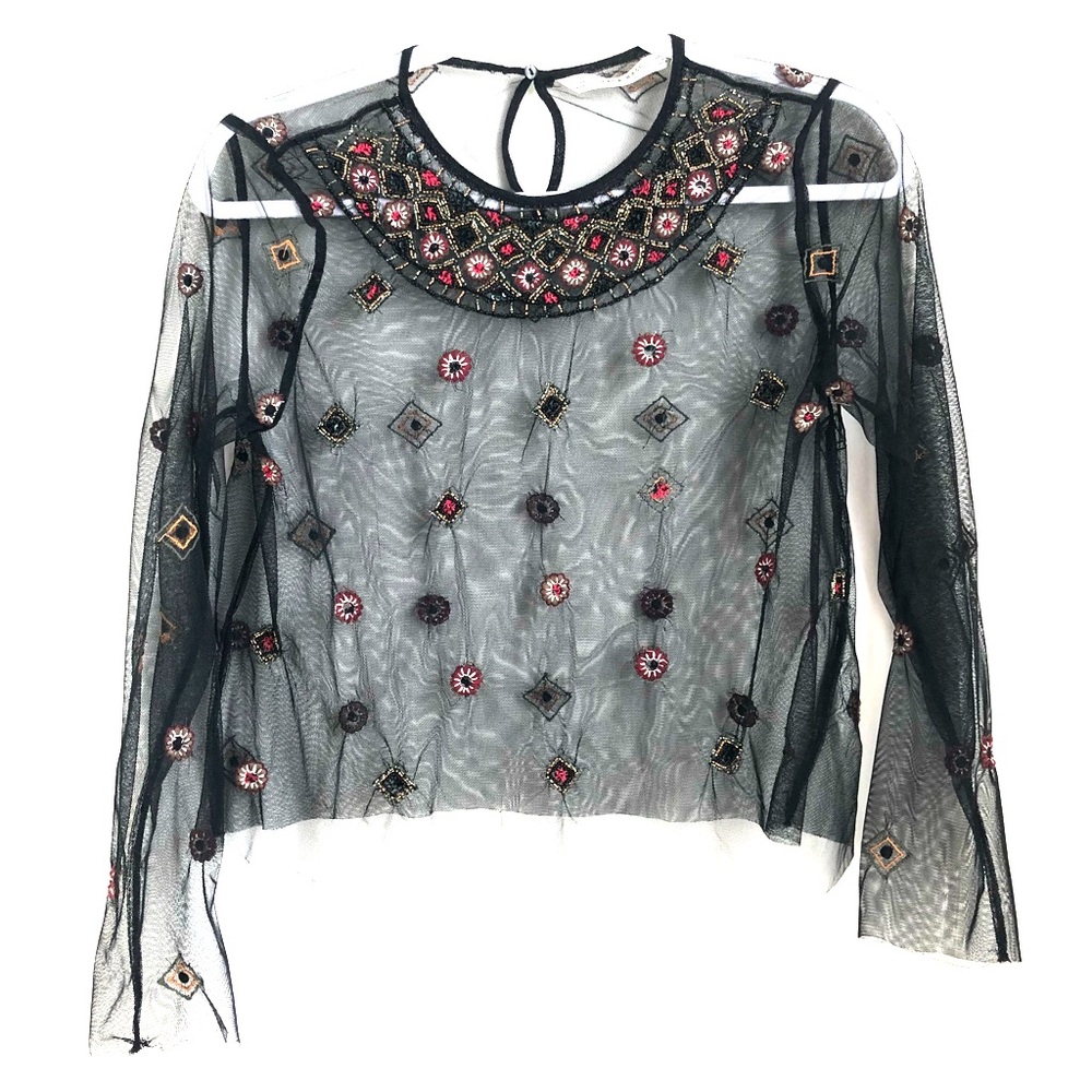 Zara mesh long sleeve top